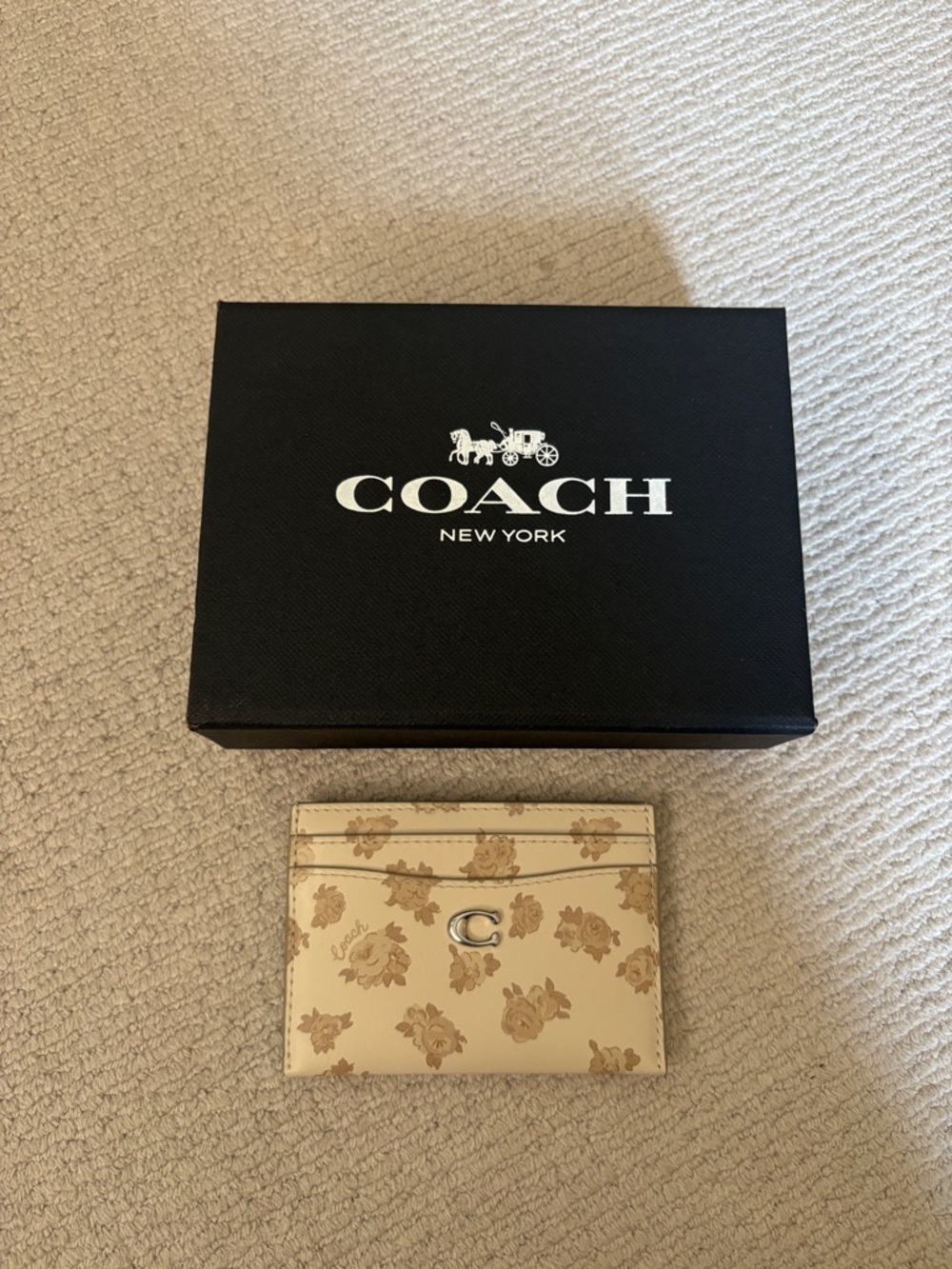 Coach Leather Cream Floral Skim ID Card Case Wallet - Picture 2 of 10